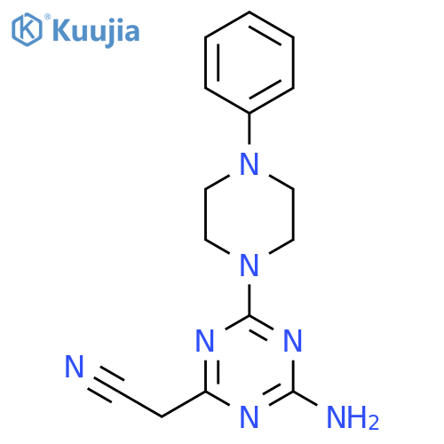 1,3,5-TRIAZINE-2-ACETONITRILE, 4-AMINO-6-(4-PHENYL-1-PIPERAZINYL)- structure