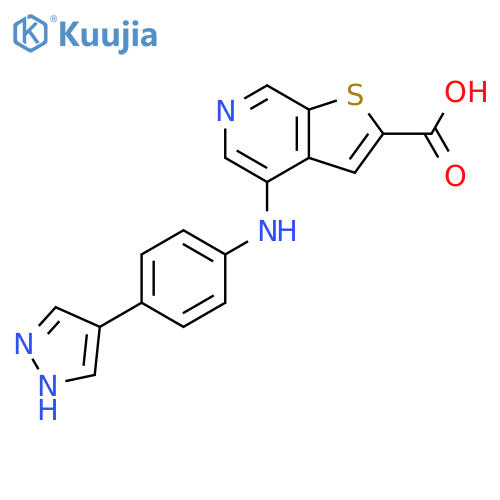 Thieno[2,3-c]pyridine-2-carboxylic acid,4-[[4-(1H-pyrazol-4-yl)phenyl]amino]- structure