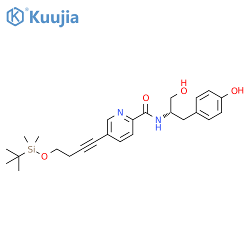 2-Pyridinecarboxamide,5-[4-[[(1,1-dimethylethyl)dimethylsilyl]oxy]-1-butynyl]-N-[(1S)-2-hydroxy-1-[(4-hydroxyphenyl)methyl]ethyl]- structure