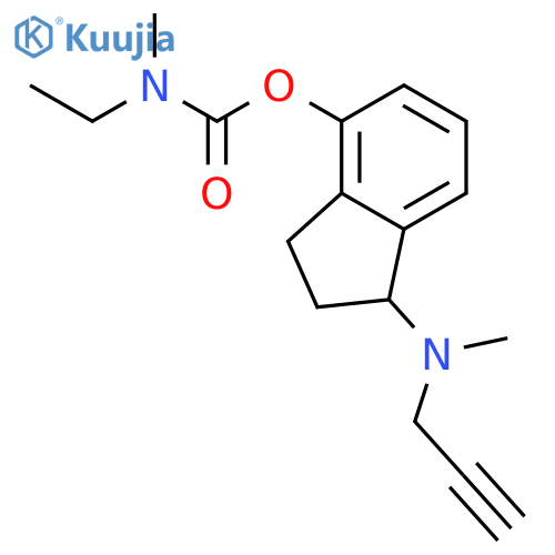 Carbamic acid, ethylmethyl-,(1R)-2,3-dihydro-1-(methyl-2-propynylamino)-1H-inden-4-yl ester structure