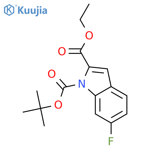 1H-Indole-1,2-dicarboxylic acid, 6-fluoro-, 1-(1,1-dimethylethyl) 2-ethylester structure