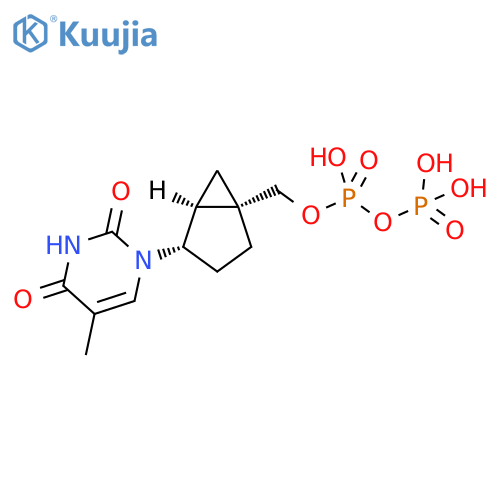Diphosphoric acid,mono[[(1S,4S,5S)-4-(3,4-dihydro-5-methyl-2,4-dioxo-1(2H)-pyrimidinyl)bicyclo[3.1.0]hex-1-yl]methyl] ester structure