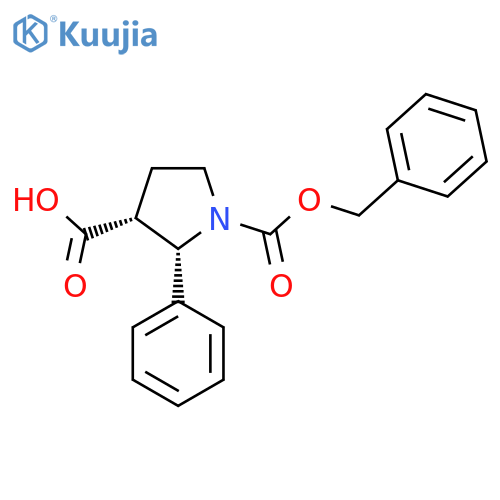 rac-(2R,3S)-1-(benzyloxy)carbonyl-2-phenylpyrrolidine-3-carboxylic acid structure