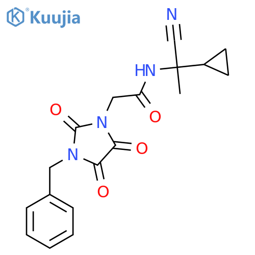 2-(3-benzyl-2,4,5-trioxoimidazolidin-1-yl)-N-(1-cyano-1-cyclopropylethyl)acetamide structure
