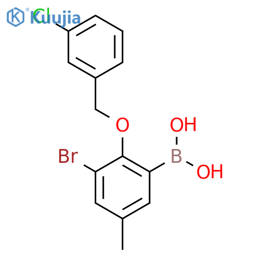 3-Bromo-2-(3'-chlorobenzyloxy)-5-methylphenylboronic acid structure