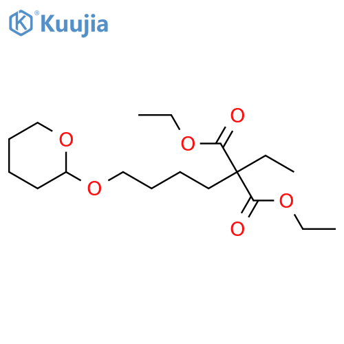 Propanedioic acid, 2-ethyl-2-[4-[(tetrahydro-2H-pyran-2-yl)oxy]butyl]-, 1,3-diethyl ester structure