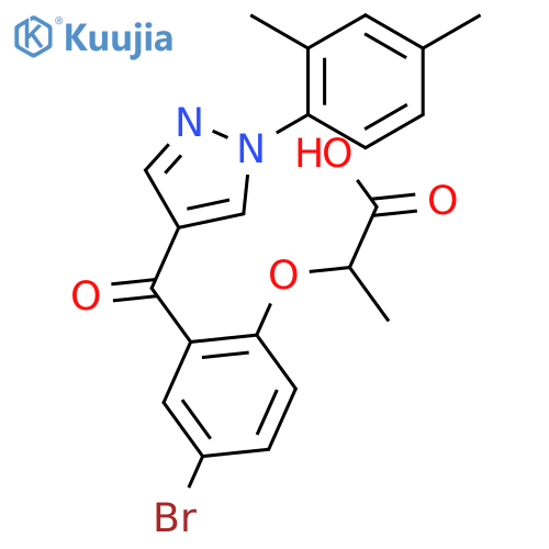 Propanoic acid,2-[4-bromo-2-[[1-(2,4-dimethylphenyl)-1H-pyrazol-4-yl]carbonyl]phenoxy]- structure