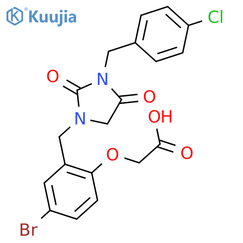 Acetic acid,[4-bromo-2-[[3-[(4-chlorophenyl)methyl]-2,4-dioxo-1-imidazolidinyl]methyl]phenoxy]- structure