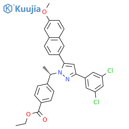 (S)-ethyl 4-(1-(3-(3,5-dichlorophenyl)-5-(6-methoxynaphthalen-2-yl)-1h-pyrazol-1-yl)ethyl)benzoate structure