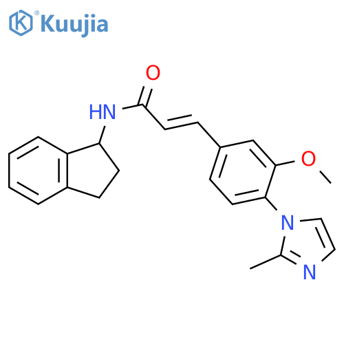 2-Propenamide,N-(2,3-dihydro-1H-inden-1-yl)-3-[3-methoxy-4-(2-methyl-1H-imidazol-1-yl)phenyl]-, (2E)- structure