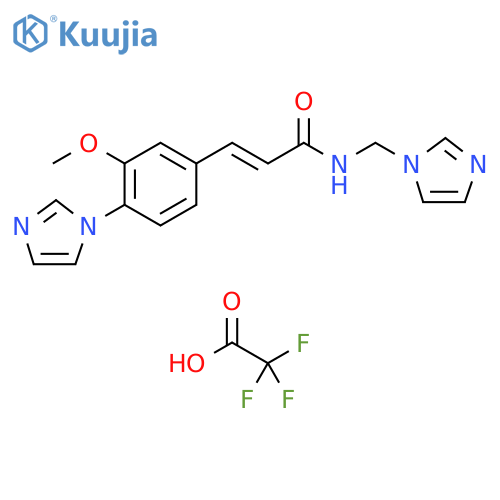 2-Propenamide,3-[4-(1H-imidazol-1-yl)-3-methoxyphenyl]-N-(1H-imidazol-1-ylmethyl)-,(2E)-, bis(trifluoroacetate) structure