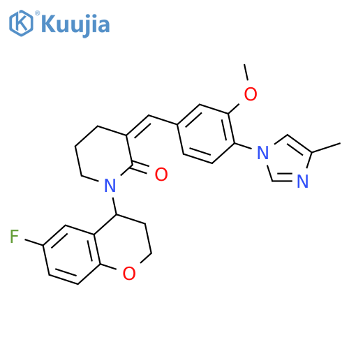 2-Piperidinone,1-[(4S)-6-fluoro-3,4-dihydro-2H-1-benzopyran-4-yl]-3-[[3-methoxy-4-(4-methyl-1H-imidazol-1-yl)phenyl]methylene]-, (3E)- structure