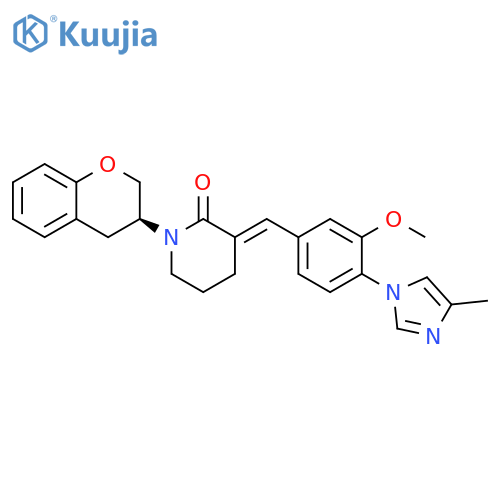 2-Piperidinone,1-[(3S)-3,4-dihydro-2H-1-benzopyran-3-yl]-3-[[3-methoxy-4-(4-methyl-1H-imidazol-1-yl)phenyl]methylene]-, (3E)- structure