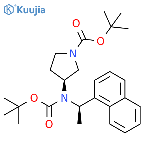 1-Pyrrolidinecarboxylic acid, 3-[[(1,1-dimethylethoxy)carbonyl][(1R)-1-(1-naphthalenyl)ethyl]amino]-, 1,1-dimethylethyl ester, (3S)- structure