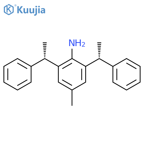 Benzenamine, 4-methyl-2-[(1R)-1-phenylethyl]-6-[(1S)-1-phenylethyl]-, rel- structure