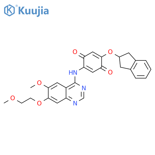2,5-Cyclohexadiene-1,4-dione,2-[(2,3-dihydro-1H-inden-2-yl)oxy]-5-[[6-methoxy-7-(2-methoxyethoxy)-4-quinazolinyl]amino]- structure