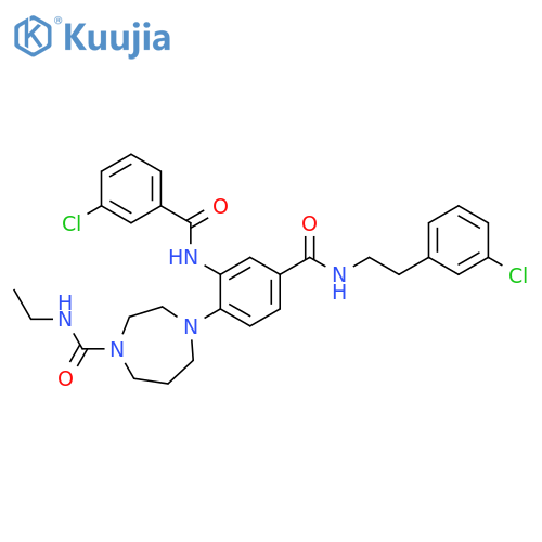1H-1,4-Diazepine-1-carboxamide,4-[2-[(3-chlorobenzoyl)amino]-4-[[[2-(3-chlorophenyl)ethyl]amino]carbonyl]phenyl]-N-ethylhexahydro- structure