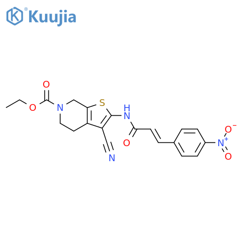 ethyl 3-cyano-2-(2E)-3-(4-nitrophenyl)prop-2-enamido-4H,5H,6H,7H-thieno2,3-cpyridine-6-carboxylate structure