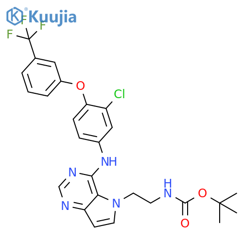 Carbamic acid, N-[2-[4-[[3-chloro-4-[3-(trifluoromethyl)phenoxy]phenyl]amino]-5H-pyrrolo[3,2-d]pyrimidin-5-yl]ethyl]-, 1,1-dimethylethyl ester structure