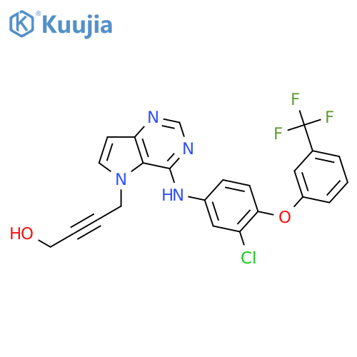 2-Butyn-1-ol,4-[4-[[3-chloro-4-[3-(trifluoromethyl)phenoxy]phenyl]amino]-5H-pyrrolo[3,2-d]pyrimidin-5-yl]- structure