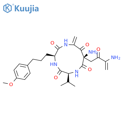 Cyclo[2,3-didehydroalanyl-L-alanyl-L-valyl-5-(4-methoxyphenyl)-L-norvalyl] structure