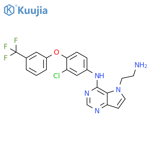 5H-Pyrrolo[3,2-d]pyrimidine-5-ethanamine, 4-[[3-chloro-4-[3-(trifluoromethyl)phenoxy]phenyl]amino]- structure