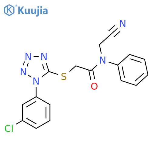 2-{[1-(3-chlorophenyl)-1H-1,2,3,4-tetrazol-5-yl]sulfanyl}-N-(cyanomethyl)-N-phenylacetamide structure