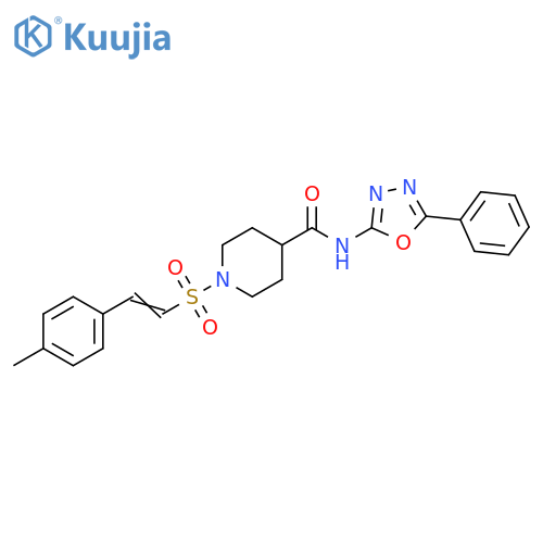 4-Piperidinecarboxamide, 1-[[2-(4-methylphenyl)ethenyl]sulfonyl]-N-(5-phenyl-1,3,4-oxadiazol-2-yl)- structure