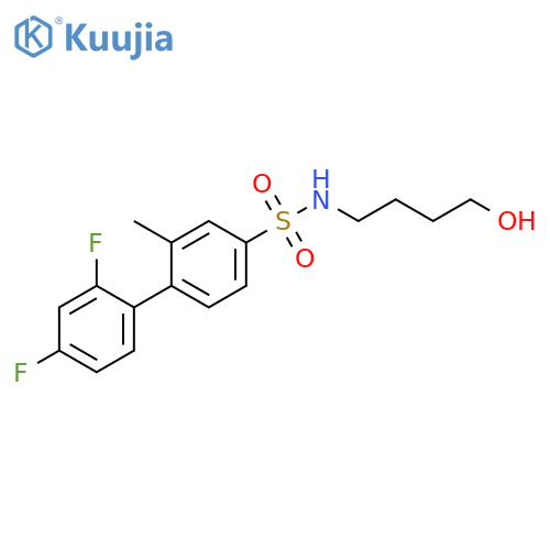 [1,1'-Biphenyl]-4-sulfonamide, 2',4'-difluoro-N-(4-hydroxybutyl)-2-methyl- structure