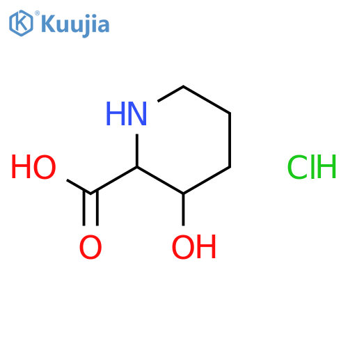 (2S,3S)-3-hydroxypiperidine-2-carboxylic acid hydrochloride structure