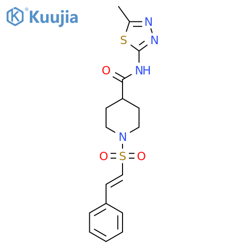 N-(5-methyl-1,3,4-thiadiazol-2-yl)-1-(2-phenylethenesulfonyl)piperidine-4-carboxamide structure
