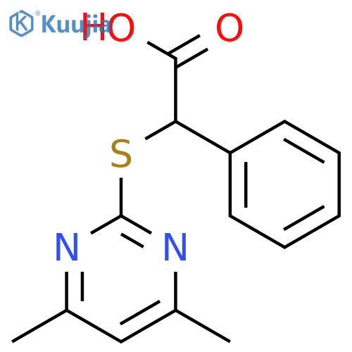 2-(4,6-dimethylpyrimidin-2-yl)sulfanyl-2-phenylacetic acid structure
