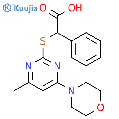 2-(4-methyl-6-morpholin-4-yl-pyrimidin-2-yl)sulfanyl-2-phenyl-acetic a cid structure