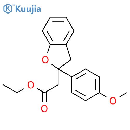 3-BENZOFURANACETIC ACID, 2,3-DIHYDRO-2-(4-METHOXYPHENYL)-, ETHYL ESTER structure