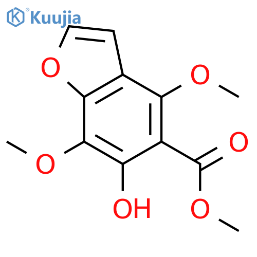 5-Benzofurancarboxylic acid, 6-hydroxy-4,7-dimethoxy-, methyl ester structure