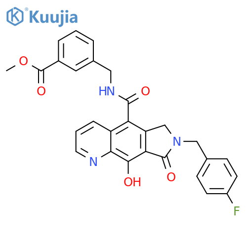 Benzoic acid,3-[[[[7-[(4-fluorophenyl)methyl]-7,8-dihydro-9-hydroxy-8-oxo-6H-pyrrolo[3,4-g]quinolin-5-yl]carbonyl]amino]methyl]-, methyl ester structure