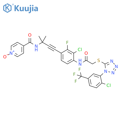 4-Pyridinecarboxamide,N-[3-[3-chloro-4-[[[[1-[2-chloro-5-(trifluoromethyl)phenyl]-1H-tetrazol-5-yl]thio]acetyl]amino]-2-fluorophenyl]-1,1-dimethyl-2-propynyl]-, 1-oxide structure