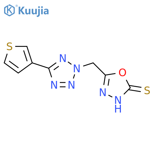 1,3,4-Oxadiazole-2(3H)-thione, 5-[[5-(3-thienyl)-2H-tetrazol-2-yl]methyl]- structure