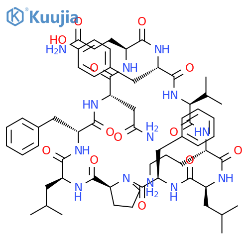Cyclo(L-asparaginyl-L-glutaminyl-L-tyrosyl-L-valyl-L-ornithyl-L-leucyl-D-phenylalanyl-L-prolyl-L-leucyl-D-phenylalanyl) structure