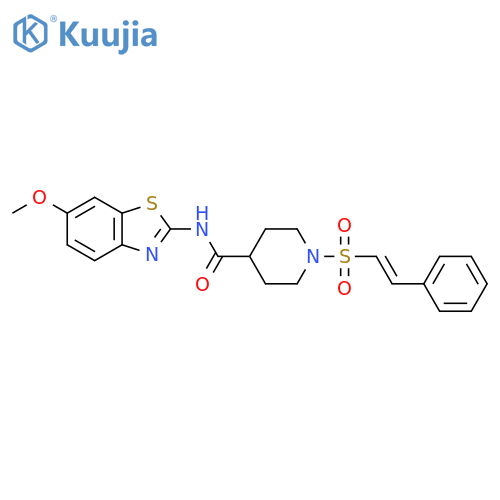 N-(6-methoxy-1,3-benzothiazol-2-yl)-1-(2-phenylethenesulfonyl)piperidine-4-carboxamide structure