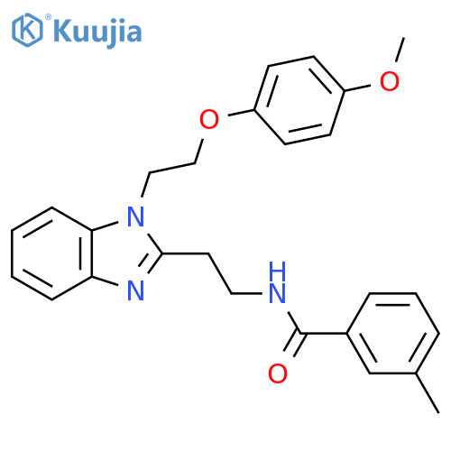 N-(2-{1-2-(4-methoxyphenoxy)ethyl-1H-1,3-benzodiazol-2-yl}ethyl)-3-methylbenzamide structure