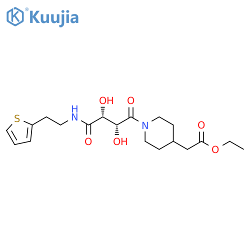 4-Piperidineacetic acid,1-[(2R,3R)-2,3-dihydroxy-1,4-dioxo-4-[[2-(2-thienyl)ethyl]amino]butyl]-,ethyl ester structure