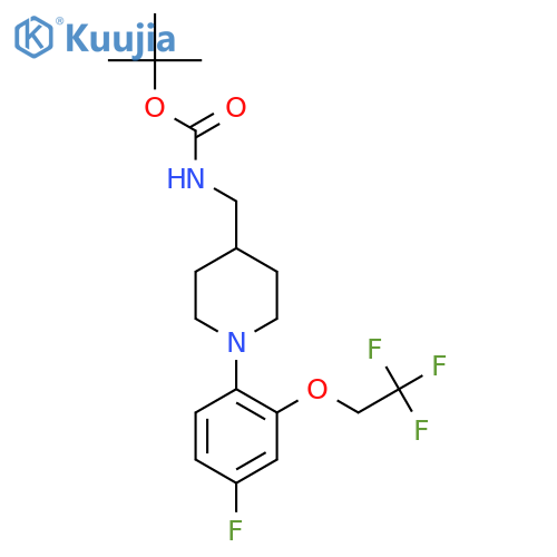 Carbamic acid,[[1-[4-fluoro-2-(2,2,2-trifluoroethoxy)phenyl]-4-piperidinyl]methyl]-,1,1-dimethylethyl ester structure