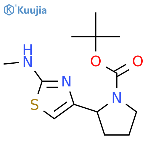 1-Pyrrolidinecarboxylic acid, 2-[2-(methylamino)-4-thiazolyl]-,1,1-dimethylethyl ester, (2R)- structure