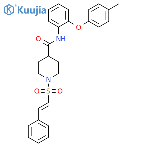 N-[2-(4-methylphenoxy)phenyl]-1-(2-phenylethenesulfonyl)piperidine-4-carboxamide structure