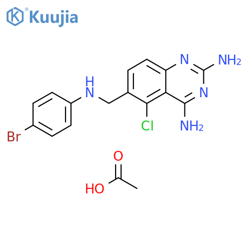 2,4-Quinazolinediamine, 6-[[(4-bromophenyl)amino]methyl]-5-chloro-, monoacetate (9CI) structure