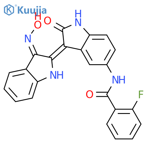 Benzamide,N-[3-[1,3-dihydro-3-(hydroxyimino)-2H-indol-2-ylidene]-2,3-dihydro-2-oxo-1H-indol-5-yl]-2-fluoro- structure