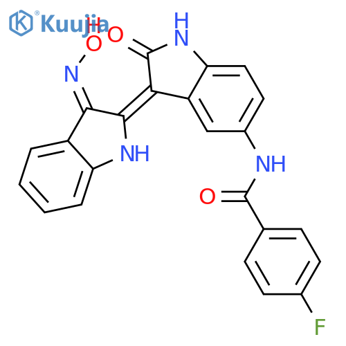 Benzamide,N-[3-[1,3-dihydro-3-(hydroxyimino)-2H-indol-2-ylidene]-2,3-dihydro-2-oxo-1H-indol-5-yl]-4-fluoro- structure