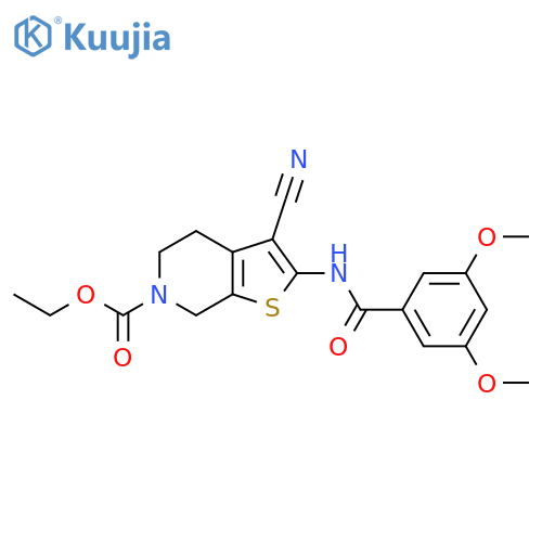 ethyl 3-cyano-2-(3,5-dimethoxybenzamido)-4H,5H,6H,7H-thieno2,3-cpyridine-6-carboxylate structure