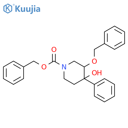 1-Piperidinecarboxylic acid, 4-hydroxy-4-phenyl-3-(phenylmethoxy)-,phenylmethyl ester structure